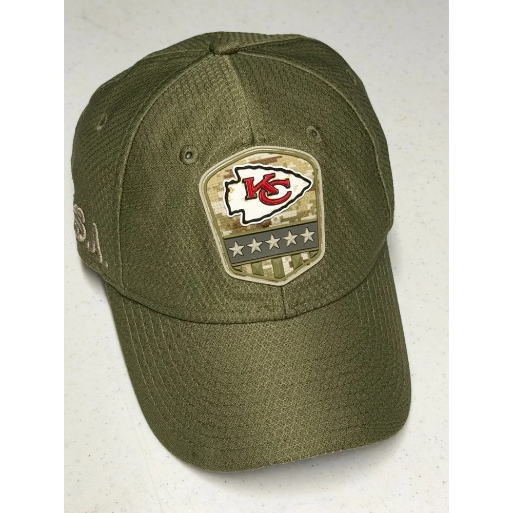 Kansas City Chiefs New Era Olive Youth NFL Adjustable Hat 9Twenty USA Camo
